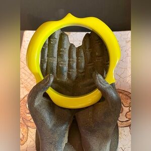 Bakelite Unique Mustard Bangle Bracelet Size 8.25